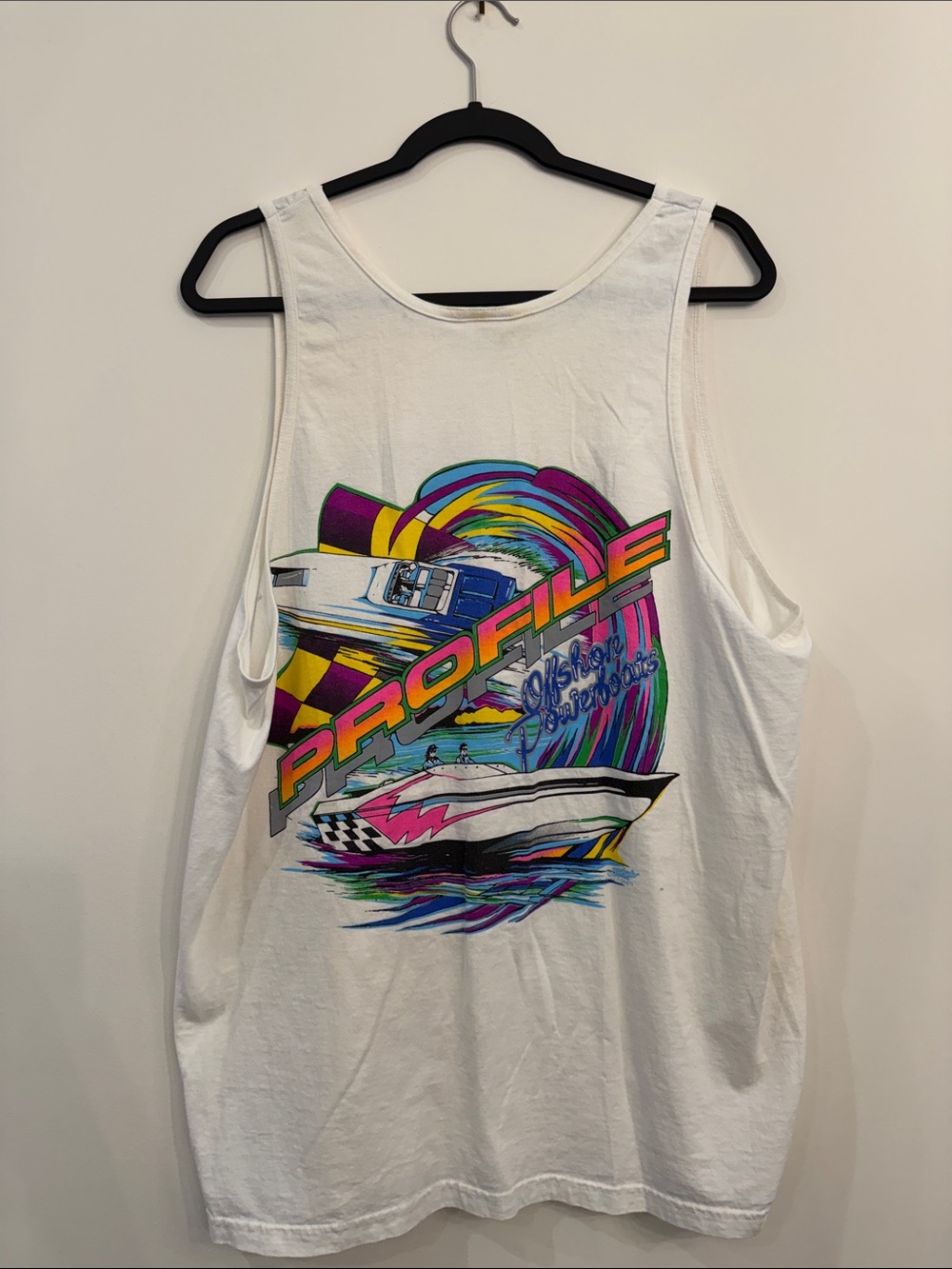 Vintage White Tank Top Boats 90s